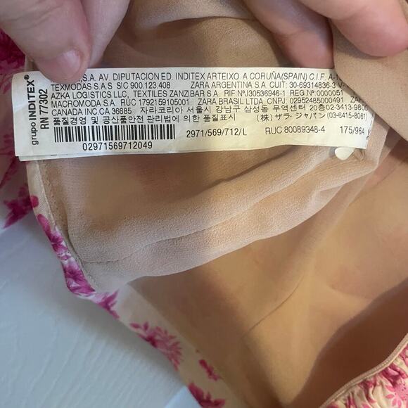 Zara Pink Floral Off The Shoulder Bardot Top Size Large - Picture 13 of 13